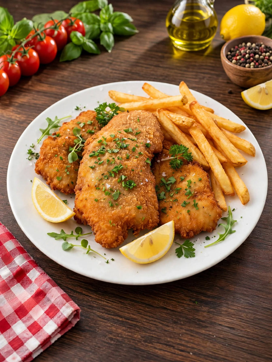 Schweineschnitzel mit Kartoffelsalat oder Pommes